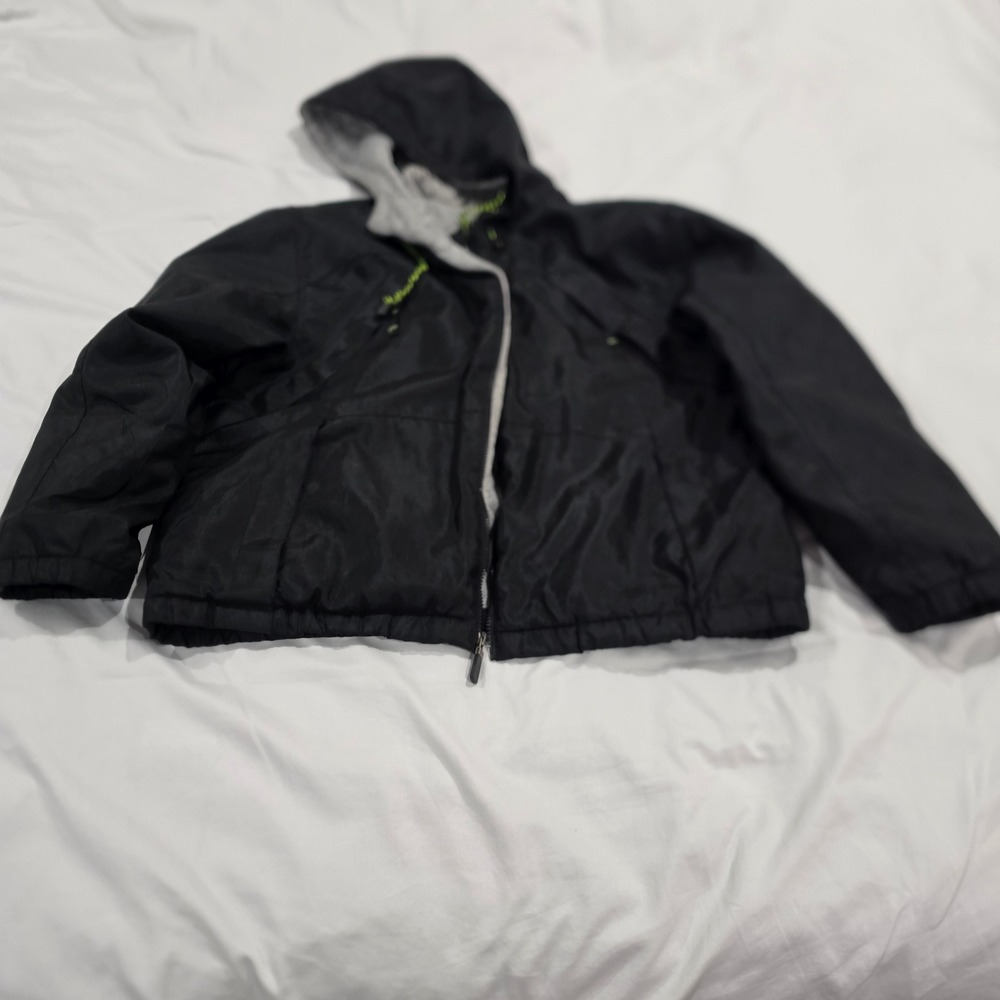 Windbreaker Jacket Mens L Black Good Zip Up Hooded